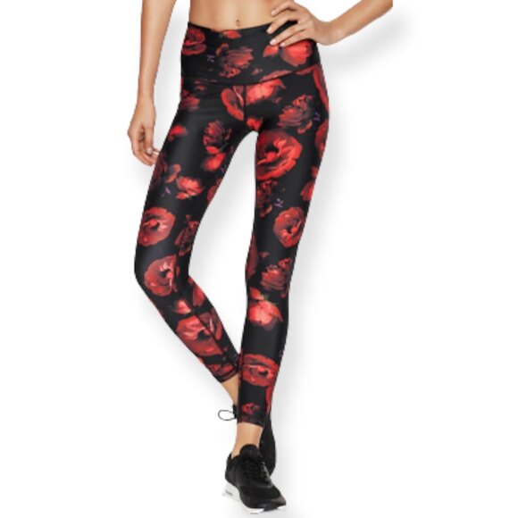 Victoria Secret VS Victoria Sport High Rise Black Floral 7/8 Workout Leggings - Picture 1 of 9